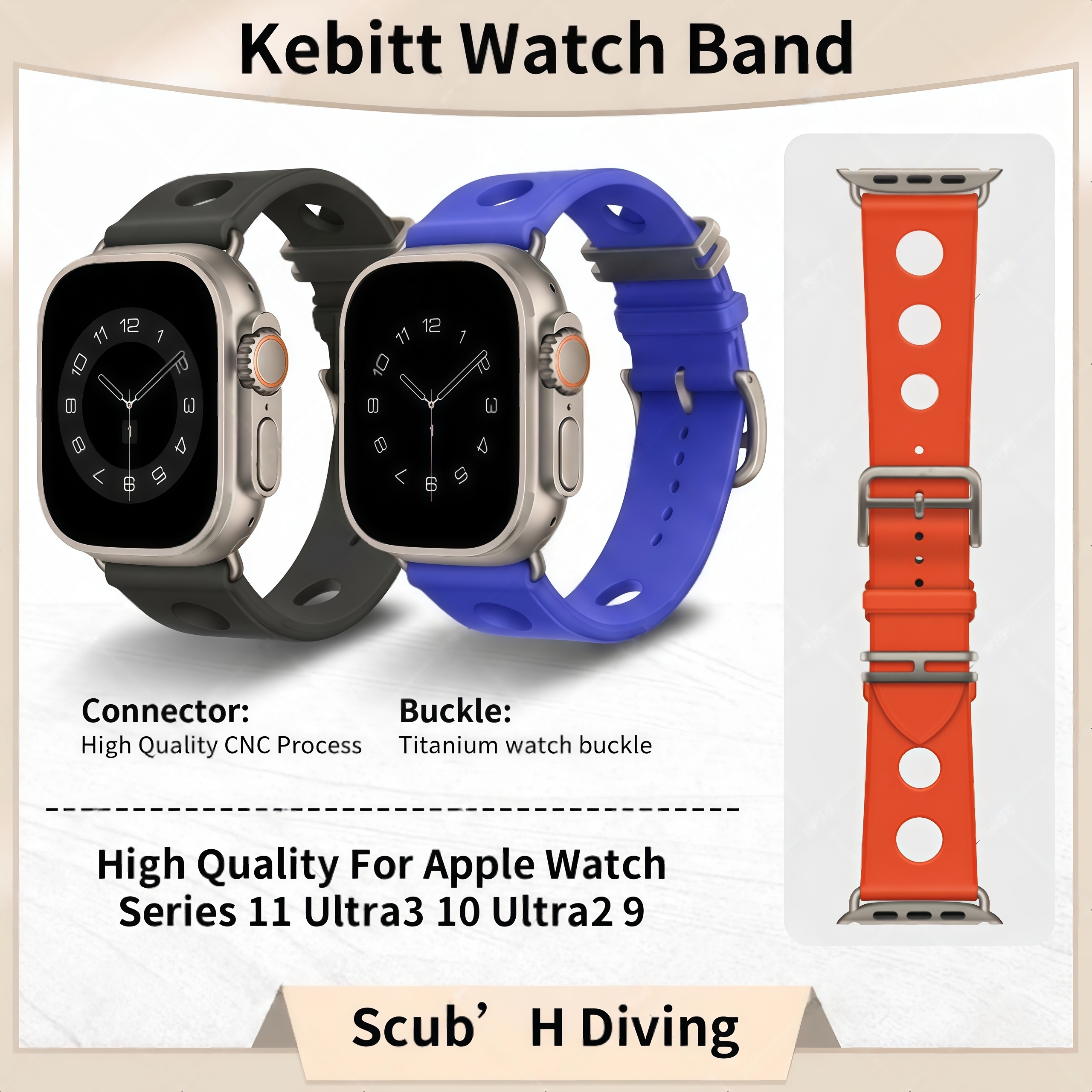 Rubber Strap Diver - Kebitt Scub' H Diving Watch Band