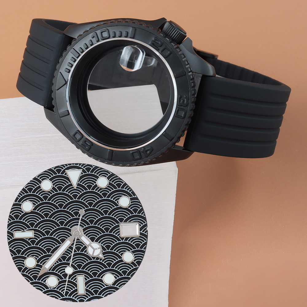 Rubber Strap Diver - Black PVD 42mm Watch Case Rubber