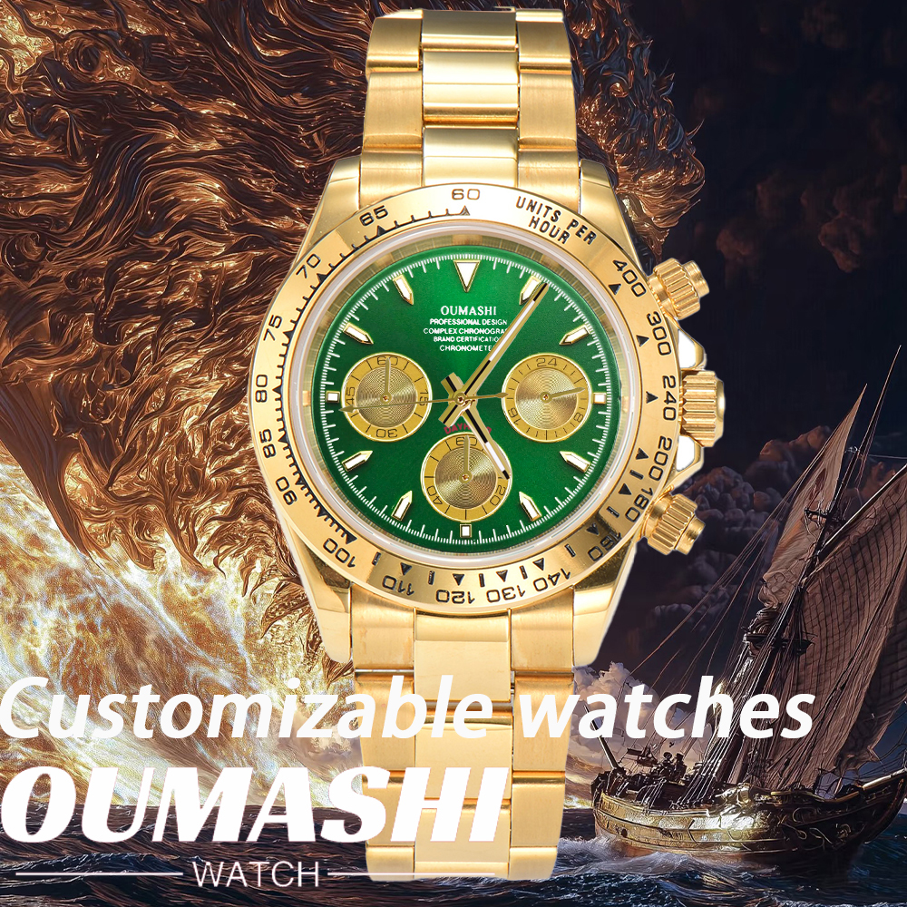 Stainless Bracelet Diver - Customized 39mm VK63 Watch Men's Chronograph