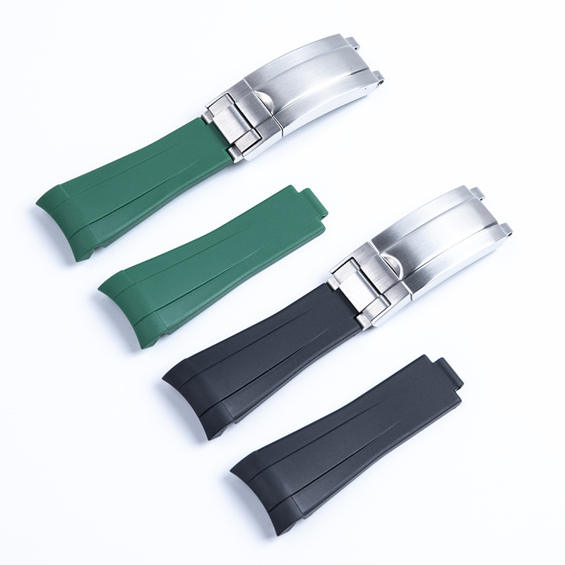 Rubber Strap Diver - Curved End Soft Fluororubber Watchband 20mm
