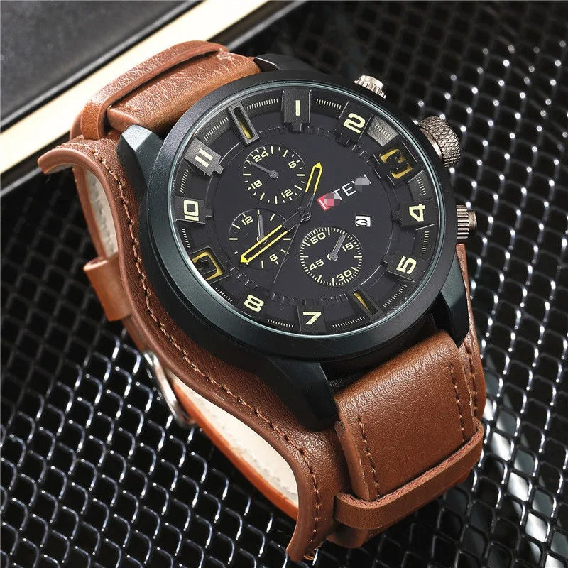Retro Luxury Men Quartz Watch  - Leather Watch Band Men incelemesi ve fiyatı