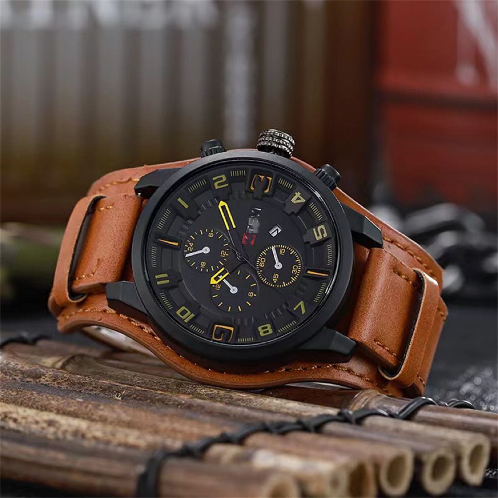 Retro Luxury Men Quartz Watch  - Leather Watch Band Men incelemesi ve fiyatı