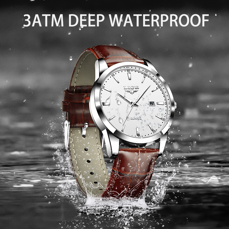 LIGE Man Watch Fashion Leather - Leather Watch Band Men incelemesi ve fiyatı