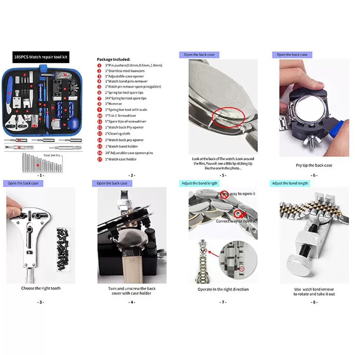 NEW 185pcs Watch Repair Kit Pr - Spring Bar Tool Set incelemesi ve fiyatı