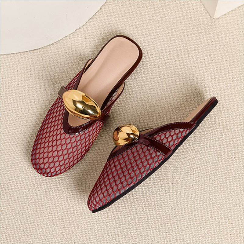 Summer Mesh Flat Slippers Wome - Mesh Strap Metal incelemesi ve fiyatı
