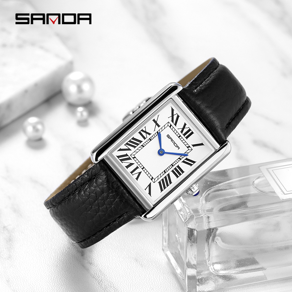 Sanda Rectangular Wrist Watche - Leather Watch Band Men incelemesi ve fiyatı