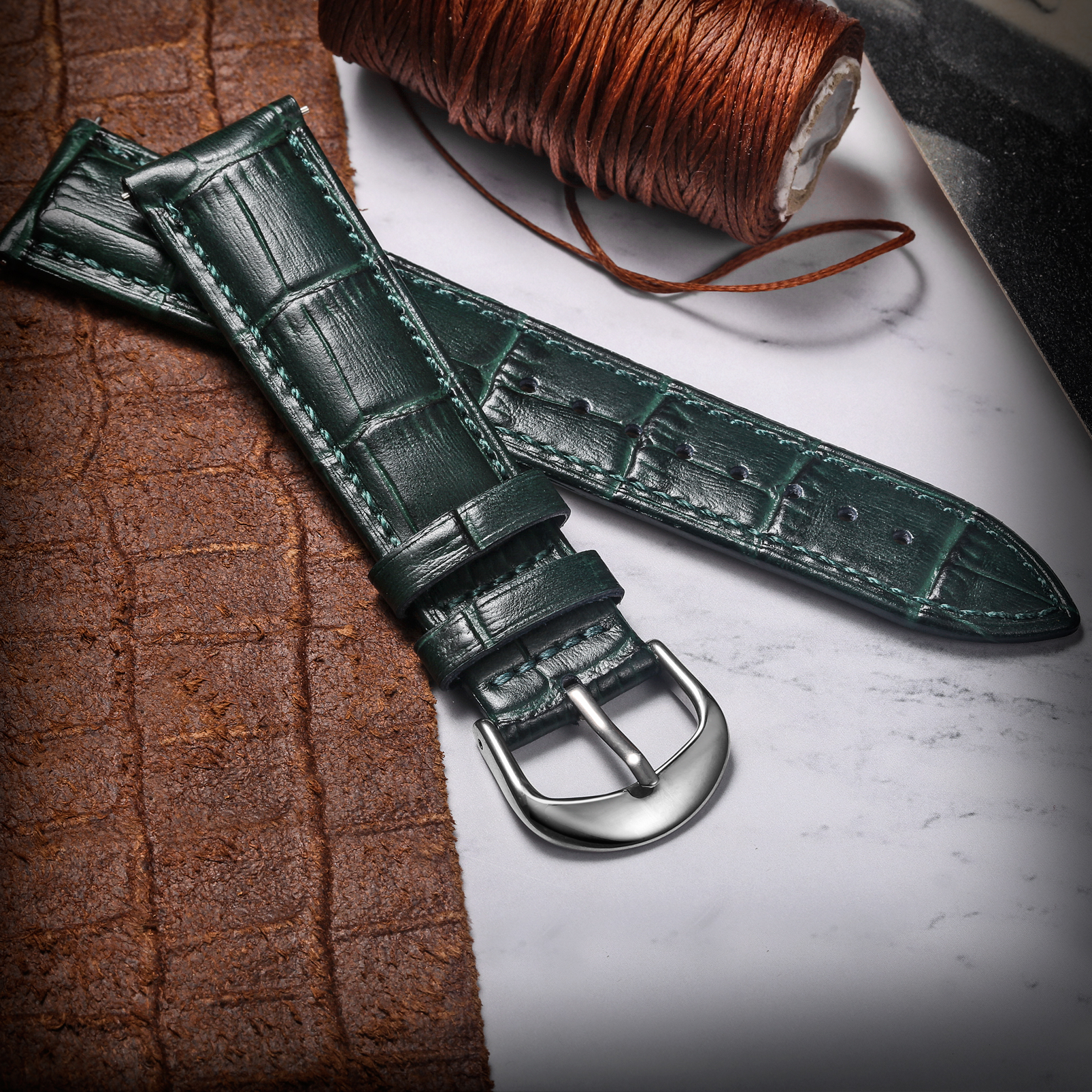 Alligator Embossed Leahter Wat - Leather Strap Quick Release incelemesi ve fiyatı